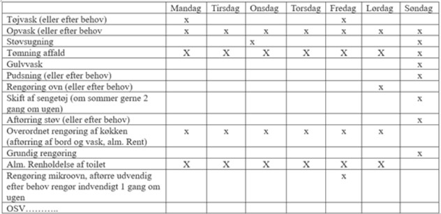 rengøringsplan